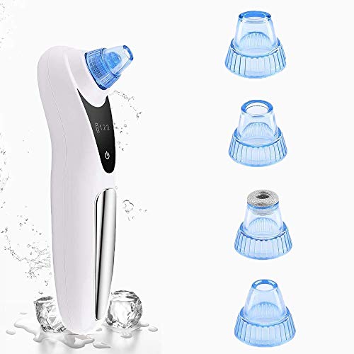 Mitesser Entferner Vakuum, Mitesserentferner Set Whiteheads Entfernen Werkzeug mit 4 Sondenköpfen, Porenextraktor für Hautreiniger, Akne, Porenreinigung (Silber)