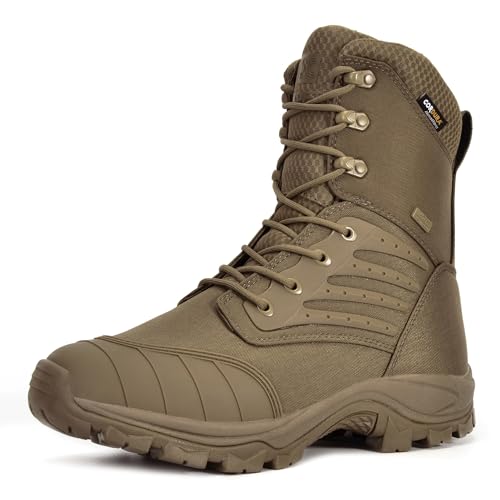 XPETI Mens Tactical Boots Waterproof Military Boots for Men Brown