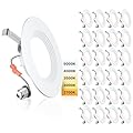 Ensenior 5/6 Inch 5CCT LED Can Lights 24 Pack, Retrofit Led Recessed Lighting, Baffle Trim, Dimmable, 9W=110W, 1000LM, 2700K/3000K/3500K/4000K/5000K Selectable, IC Rated - ETL & FCC
