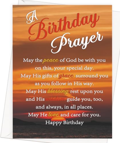 Asmallgf Religion Birthday Card for Women Men Her Him，Christian Birthday Gifts for Believer（The grace and blessings of God）