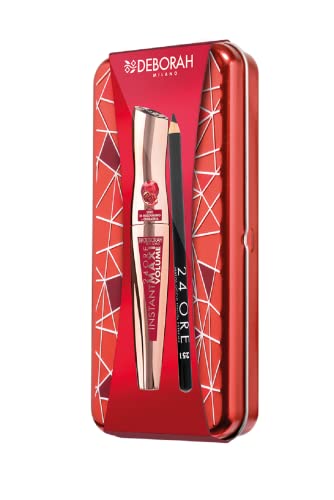 Deborah Milano - Set de Regalo para Mujer Maquillaje de Ojos Latas de Maquillaje Instantáneo Volumen Maxi de Aceite de Granada y Lápiz 24 Horas 251 Negro, N.4, 0,414 gramos