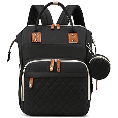 VARLIVOO Changing Bag Backpack Baby Foldable Baby Bed Diaper Bag Nappy Back Pack with Changing Mat USB Port Baby Bags with Stroller Straps Waterproof Polyester Black Cover
