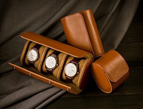 Leather Watch Box, Travel Portable Watch Storage Bag, Protective Watch Box, Dust-Proof And Drop-Proof Watch Gift Box (Brown, 3 Epitope) #TOP5