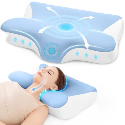 Restnature Ergonomic Neck Pillow, Adjustable Side Sleeper Pillow Memory Foam Pillows for Neck and Shoulder Pain, Orthopedic Neck Support Pillow for Back Stomach Side Sleepers with Removable Cover