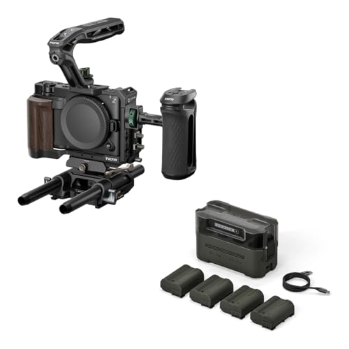 Image of Tilta Camera Cage Pro Kit Compatible with Nikon ZR | 3/8”-16 and 1/4”-20 Accessory Mounts with Locating Points + EN-EL15 Battery Charging Kit with 4 USB-C Rechargeable Batteries