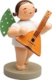 Sammlerstück Wendt & Kuhn Handbemalter Grunhainichen-Engel aus Holz mit Balalaika