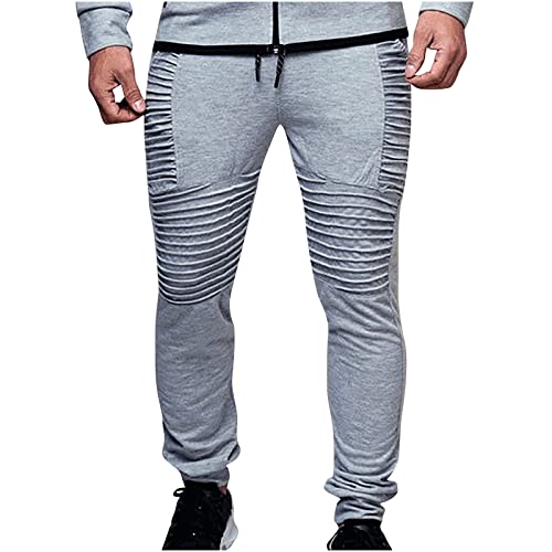 Spring and Summer Pants for Men 2023 Hip-Hop Drawstring Elastic Waist Skinny-Fit Slacks Tapered Ripped Trousers