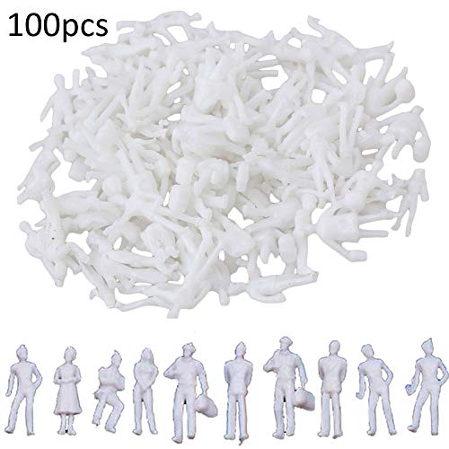 BESTZY 100pcs Figure Non dipinte Scala O (1:75) Pose Assortite Persone in Miniatura per Il Progetto di Layout architettonico Modellini di Treni ferroviari