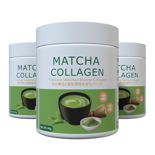 Té Verde Matcha Premium En Polvo Con Mezcla De Proteína De Colágeno – Mezcla Suave De Bebida Instantánea For Bebidas Frías O Calientes – 90g(3pcs)