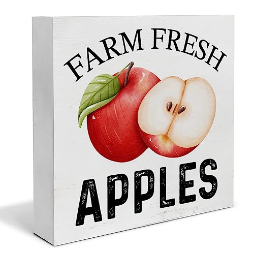 Kitchen Farmhouse Apples Wood Box Sign Art Desk Decor 5