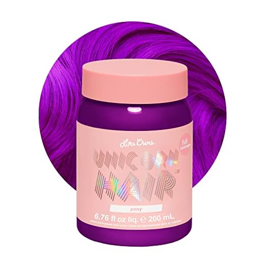Lime Crime Full Coverage Unicorn Hair Dye, Pony (Violet Purple) - Damage-Free Semi-Permanent Hair Color Conditions & Moisturizes - Temporary Hair Tint Kit Has A Sugary Citrus Vanilla Scent - Vegan