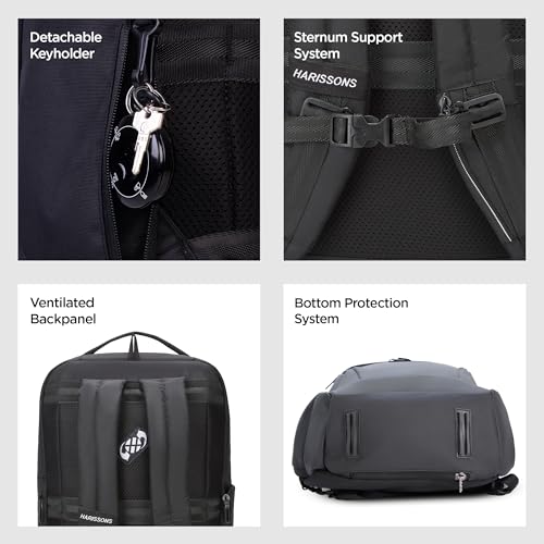 Image of HARISSONS Dominus Business Laptop Backpack | 35L | Fits 15.6 inch Laptop | 1000D PU-Coated Polyester | Work, Travel & Commute | USB Charging & Rain Cover