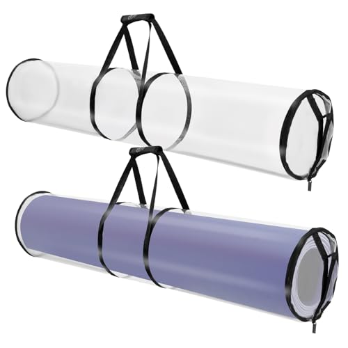 OSALADI 2Pcs Transparent Storage Bag for Wrapping Paper Packing Paper Storage Pouch Present Wrapping Organizer for Wrapping Paper Roll Holder and Home Organization