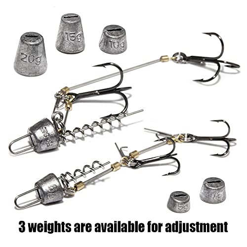 Fishing Hook Pike Stinger Rigs Multi-Depth Screw Rigging Kit With Sinker Weight For Soft Bait Fishing Lure Swimbait Shad (L1) #TOP5