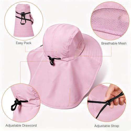 Image of Solaris Sun Hat with Neck Flap, UPF 50 Sun Protection Lightweight Sun Cap for Men Women, Wide Brim Hat for Fishing Hiking