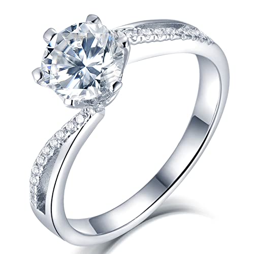 Bague argent tordu femme KnSam ornée de zircones, le cadeau de mariage idéal