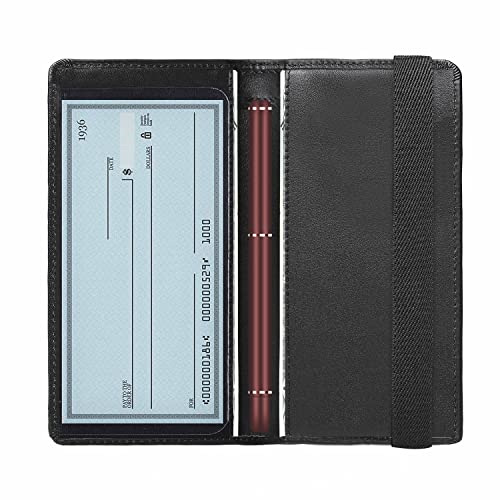 Lli Cufite Italian Calfskin Genuine Leather Checkbook Cover Deluxe Minimalist With Plastic Insert Flap Pen Loop & Strap For Men Women #TOP1