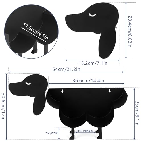 Lustig Toilettenpapierhalter Hunde, Metall Toilettenrollenhalter, Toilettenpapier Aufbewahrung Klopapier Aufbewahrung Wand Schwarz, WC Rollenhalter für Küche Badezimmer Klorollenaufbewahrung Deko