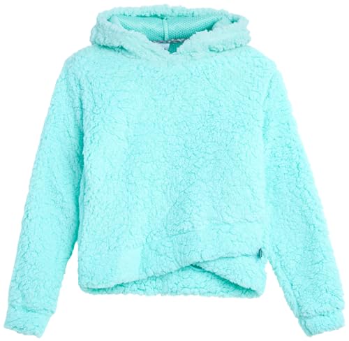 Image of RBX Girls Active Pants Set 2 Piece Quarter Zip Sweatshirt & Leggings (7-16) | Cozy Sherpa Fleece Fabric, Curved Twist-Front Hem, Elastic Stretch Leggings Waistband, Coordinated Two-Tone Colorway