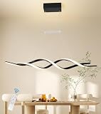 Jaycomey Modern Chandelier for Dining Room Dimmable LED Pendant Light with Remote Control, Acrylic Wave Chandeliers Adjustable Hanging Chandeliers for Bedroom Kitchen Living Room,3000K-6000K,28W,Black