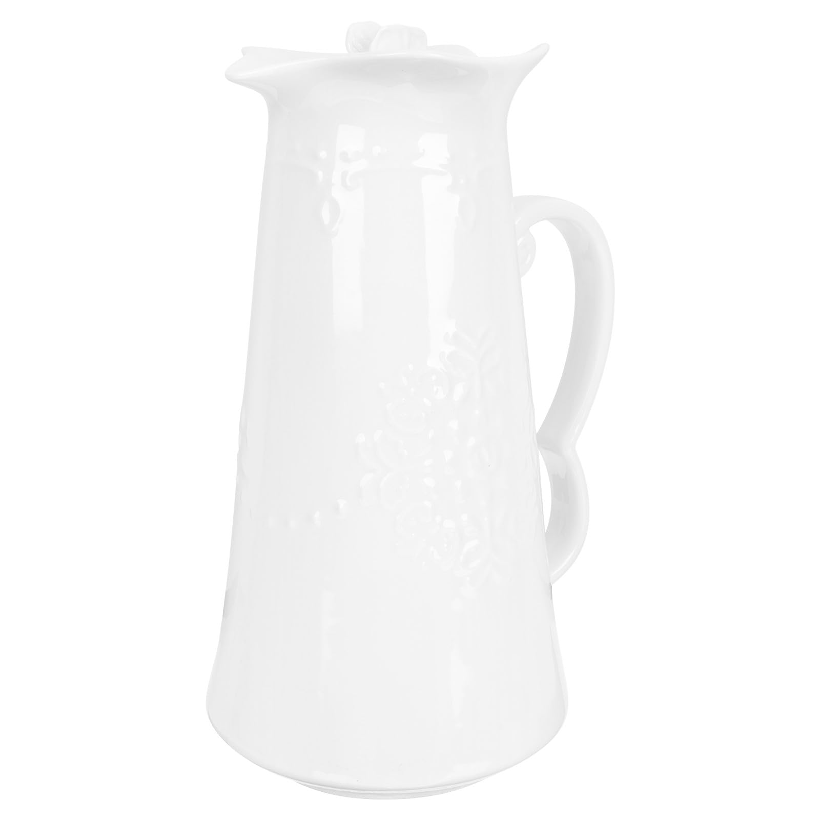 Pichet à Boissons en Céramique Blanche 1300ml Relief, Élégant et Simple, Pique-niques Maison