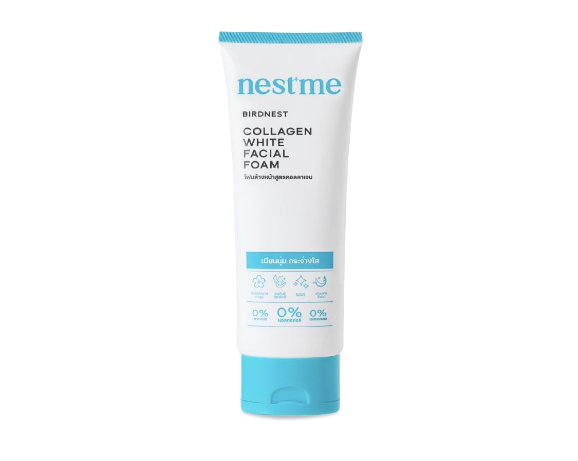 Nestme facial foam Face wash 100g birdnest Extract first time in india collagen white (Made in Thailand)-image-7