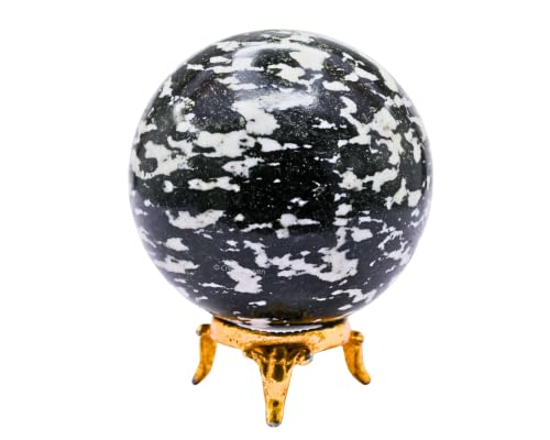 Image of Certified Black & White Tourmaline Crystal Ball for Meditation - Premium Crystal Vastu Items for Home and Feng Shui Items for Good Luck - Ideal for Pooja Supplies and Spiritual Practices (2.5 inch Inch)
