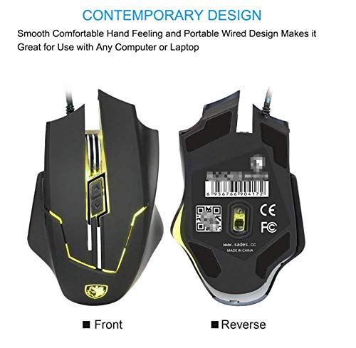 Souris Gaming Gaming Mice La Souris de Couleur photoélectrique 7 de l'ordinateur 2400dpi a mené Allumer la Souris Filaire d'Usb – Image 3