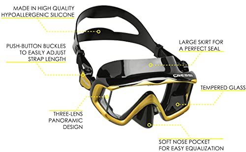 Cressi Liberty Triside Spe Diving Mask, Black/Black/Yellow #TOP6