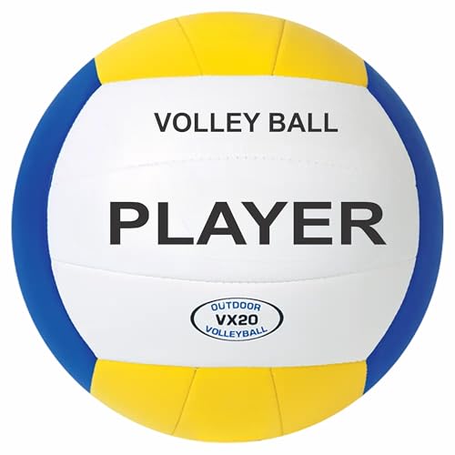 Citifit Outdoor Volleyball PU Foam Construction Size 5 White Blue and Yellow Recreation Training Ball for Indoor and Beach Play