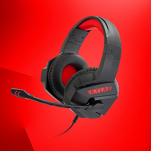 Image of Egghead Skylab Gaming & Multimedia Headset with Inline Volume Control, Mic Mute, 6.5-Foot Braided Cord, Memory Foam Leatherette Cushions, and Omni-Directional Mic