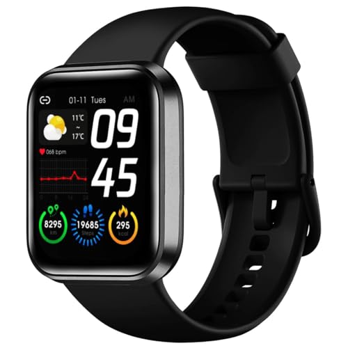 Image of NEELTEX Smart Watch ID116 Bluetooth 1.3 inch LED with Daily Activity Tracker, Heart Rate Sensor, BP Monitor, Sports Watch for All Boys & Girls - Black