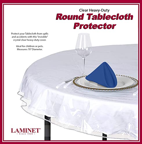 LAMINET Heavy-Duty Deluxe Crystal Clear Vinyl Tablecloth Protector 70" Round - Thumbnail 3