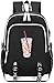 Produktbild LHZHH Unisex Schulrucksack Getränkemuster Hype House Charli D'Amelio Gedruckt Rucksack Mode Schulrucksack Laptop-Rucksack Multifunktionaler Daypack mit USB-Ladeanschluss Headset-Anschluss (Color : 1)