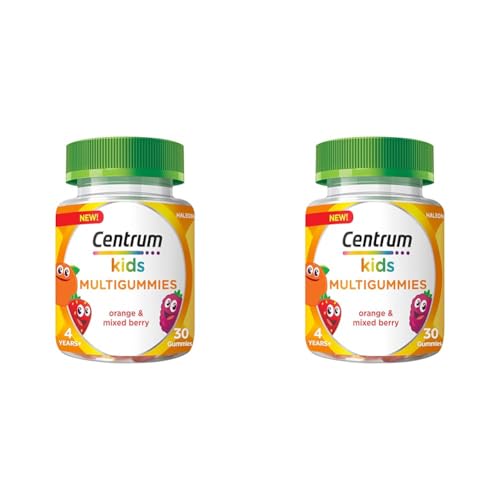 Centrum Multivitamins Orange and Mixed Berry for Kids Immunity Support, 10 Essential Nutrients Includes Vitamin C and D, 30 Chewable Multigummies (Pack of 2)