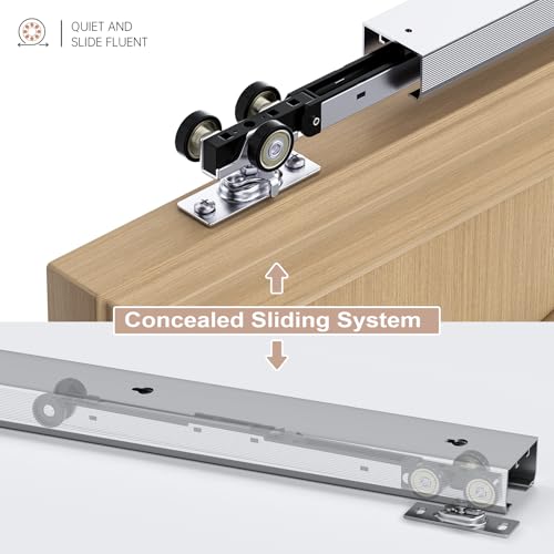 EaseLife 5FT Sliding Pocket Door Hardware Kit Soft Close Mechanism, Aluminum Box Rail Kit,Slide Smoothly Quietly,Easy Install,No Door (56.5" Track Kit for 23"~30" Wide Single Door) by EaseLife - Used condition - Image 3