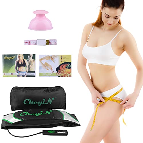 CkeyiN Electric Vibrating Massage Belt, Professional Vibrating Body Shaper Fat Burning Weight Loss Slimming Belt with Body Massage Vacuum Cupping