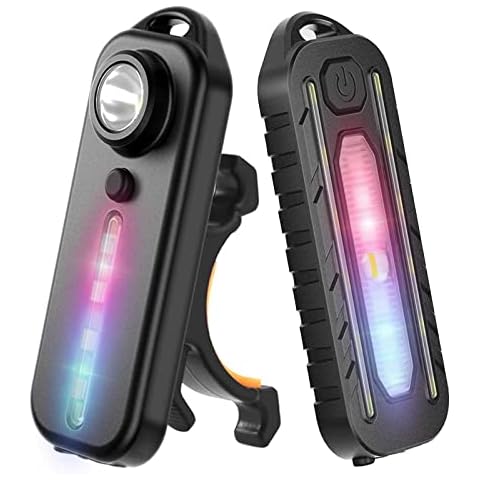 LED Rechargeable Bicycles Light, Waterproof 5 Mode Taillight, Super Bright Front and Back Rear Lights, White Red Blue Warning Light Helmet Light Cycling MTB Road Bike Light (Type C) Cover