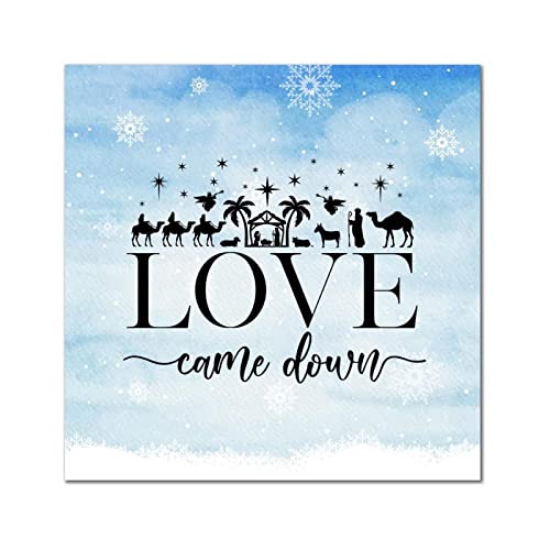 Plaque murale en bois Love Came Down décor rustique salon chambre 35cm