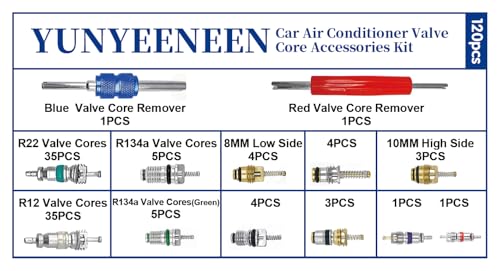 Yunyeeneen H-020 Car Air Conditioner Valve Core Accessories Kit - 102Pcs Automotive A/C R12 R134A Air Conditioning Refrigeration Tire Valve Stem Cores Repair Tool thumb #7