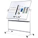 Mobile Whiteboard 48x36 - Large Rolling Whiteboard Planner with Stand on Wheels - Dry Erase Mobile Magnetic Classroom White Board Double Sided + 24 Dots, 10 Gridding Tapes, Ruler, Eraser