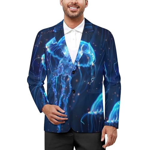 Jellyfish Underwater World Magic Men's Fashion Suit Jacket Slim 2 Button Blazer Casual Business Party Dress Coats M