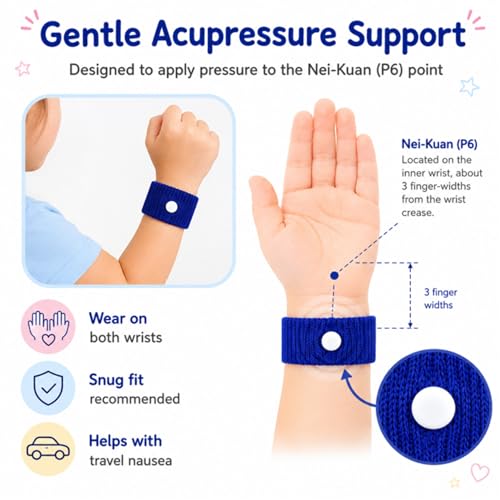 Image of Tondiamo 4 Pairs Motion Sickness Bracelets for Kids Adults, Nausea Bands Travel Wristbands for Car, Plane, Cruise, Morning Sickness(Heart & Star)