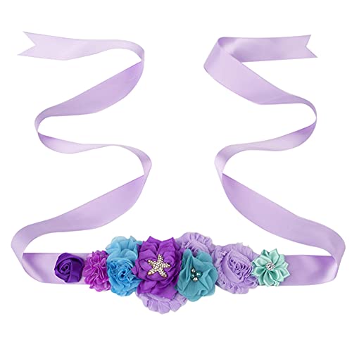 Pink Flowers Maternity sash Newborn Photo Prop Flower girls Bridal Rhinestone Belt (F23)