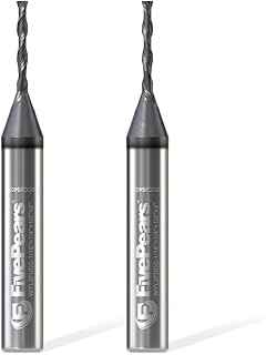 FivePears Up Cut and Down Cut Spiral Router Bit Set with Extreme Life Coated, 1/16" Cutting Diameter, 1/2" Cutting Length, 1/4 inch Shank Carbide End Mill for Wood Carving Engraving Grinding Grooving