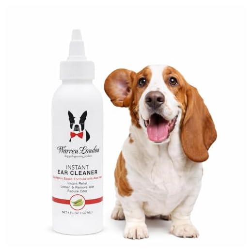 Warren London Instant Ear Cleaner for Cat & Dog with Aloe and Eucalyptus to Clean, Soothe, Control Odor, and Prevent Irritation | Ear Itching Essential I Made USA | 4oz
