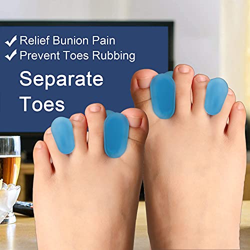 Sumifun Silicone Toe Separators for Overlapping Toes, 10 Packs Gel Bunion Corrector Pads for Crooked Toe Alignment Spreader, Hammer Toe Spacer, Reusable Big Toe Dividers for Women Men