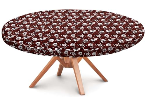 Image of The Furnishing Tree Round Elastic Fitted Dining Table Cover WxL 36x36 Inches Floral Pattern Magenta