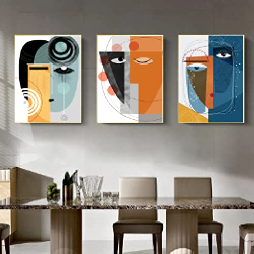 Peinture visages abstraits géométriques sur toile impression premium