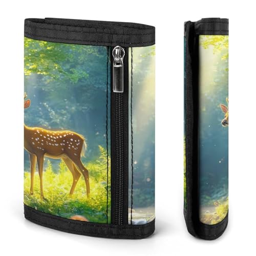 Deer and Mushroom Custom Trifold Wallet Front Pocket Credit Card Holder with Coin Purse for Men Women Travel Gifts3